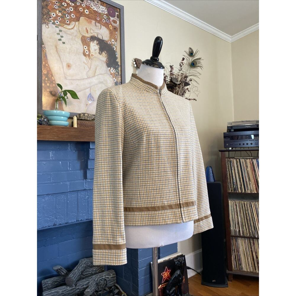 Pendleton Virgin Wool Jacket Petite 10 Beige Houn… - image 2